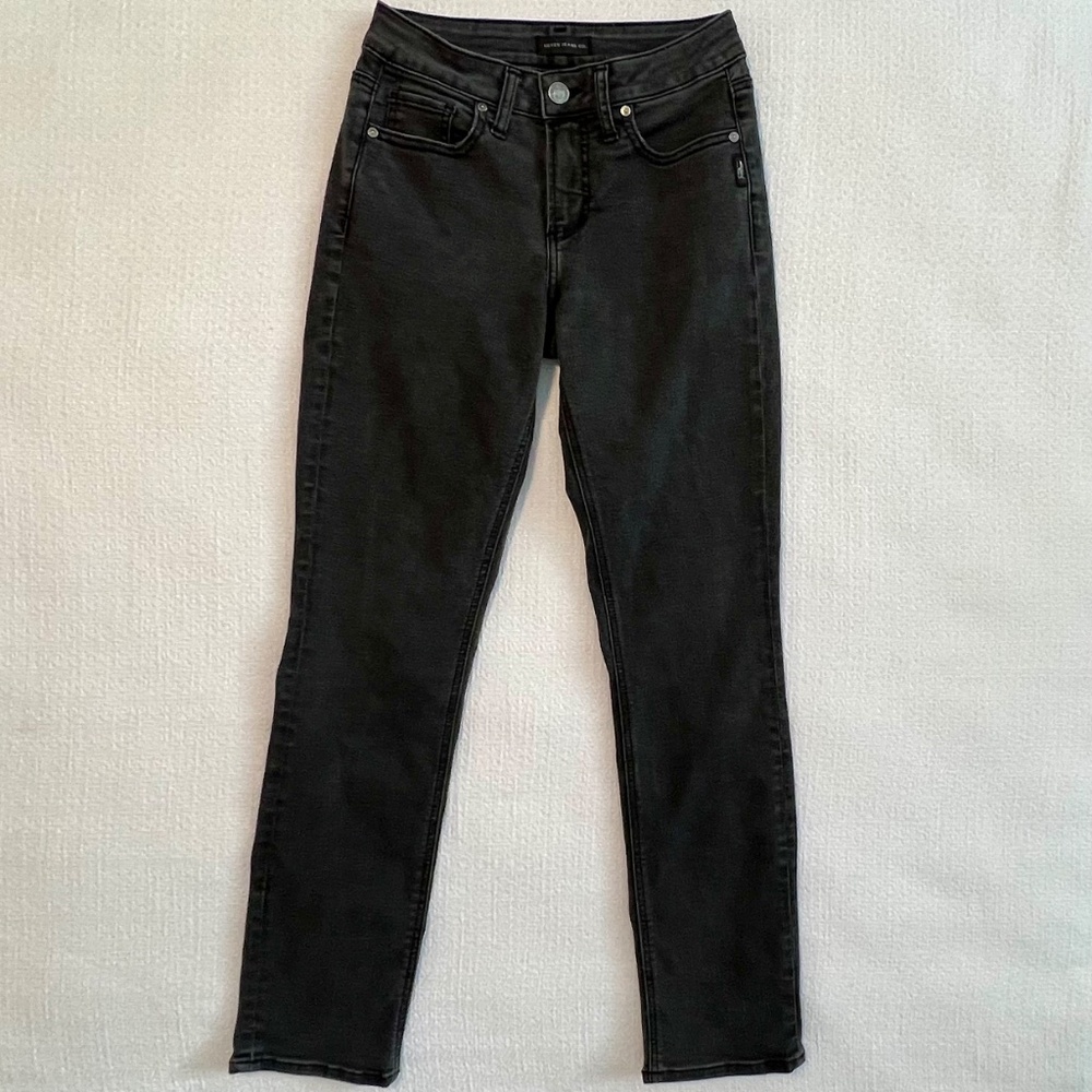 Silver Jeans Suki Straight Women's Mid Rise W27 Faded Black Wash